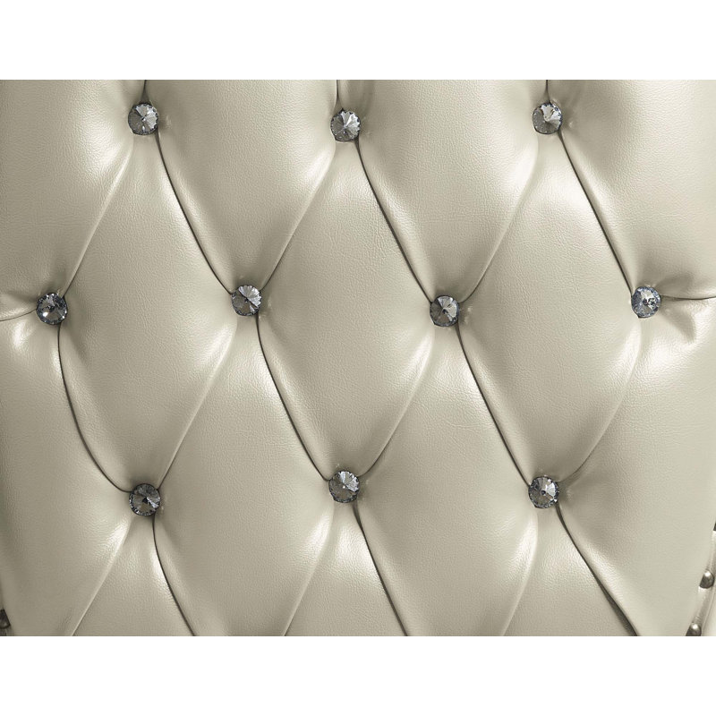 Élégant banc en cuir synthétique et blanc antique
