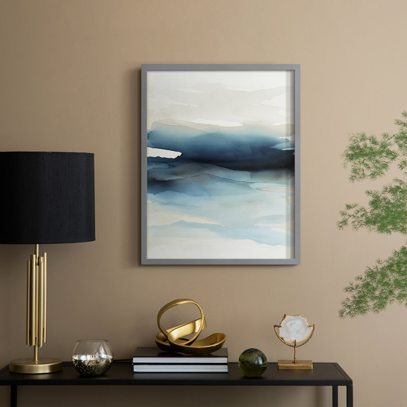 «Waves II», reproduction encadrée - bois massif, Gris, H 30 po x l 24 po