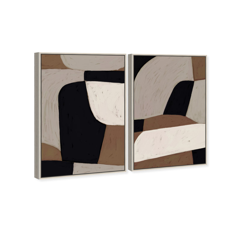 All The Way Set Abstract Canvas Print by Oliver Gal, Black Frame, 10 x 15, 17"H x 25"W, Silver Floater Frame