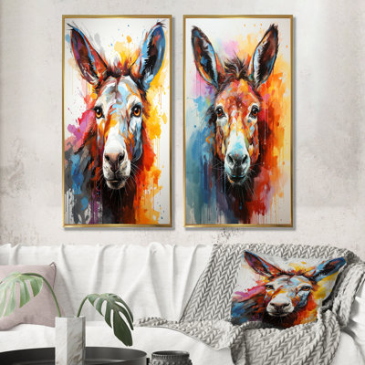 Pop Art Donkey Pop II - ensemble de 2 reproductions d'art mural d'âne