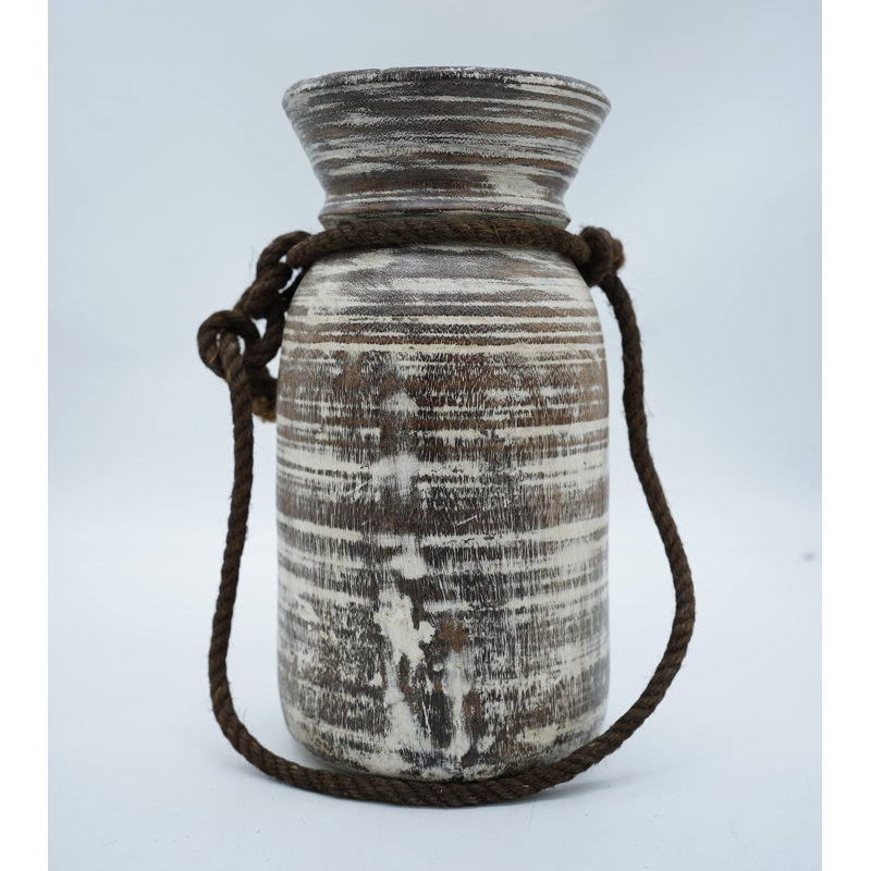 Fabdivine Hand-Turned Wooden Vase for Living Room