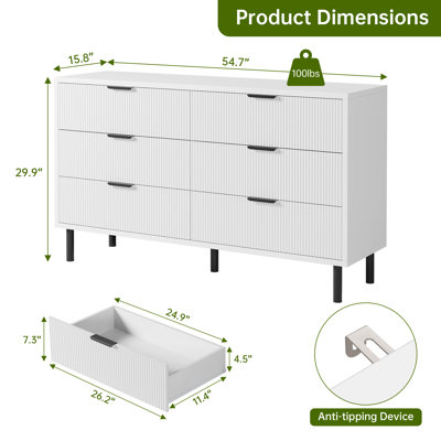 Commode 6 tiroirs pour chambre à coucher