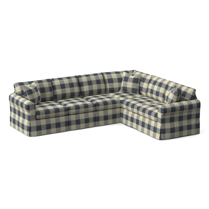 Bedford Upholstered Sectional, Blue Buffalo Check; 0120-61, Right Hand Facing