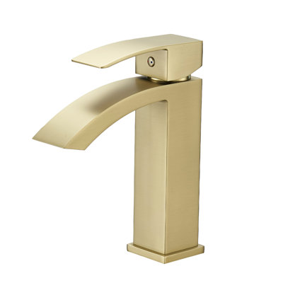 Robinet de salle de bain or brossé avec robinet - robinet de lavabo moderne moderne, conception géométrique