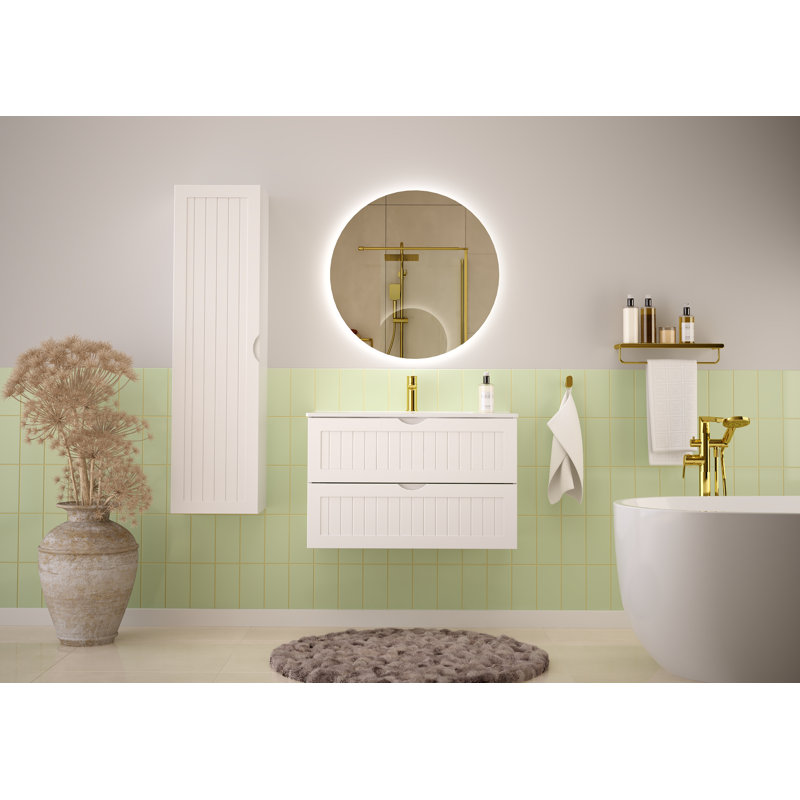 Aracri Wall Mounted Required Bathroom Storage Furniture Set