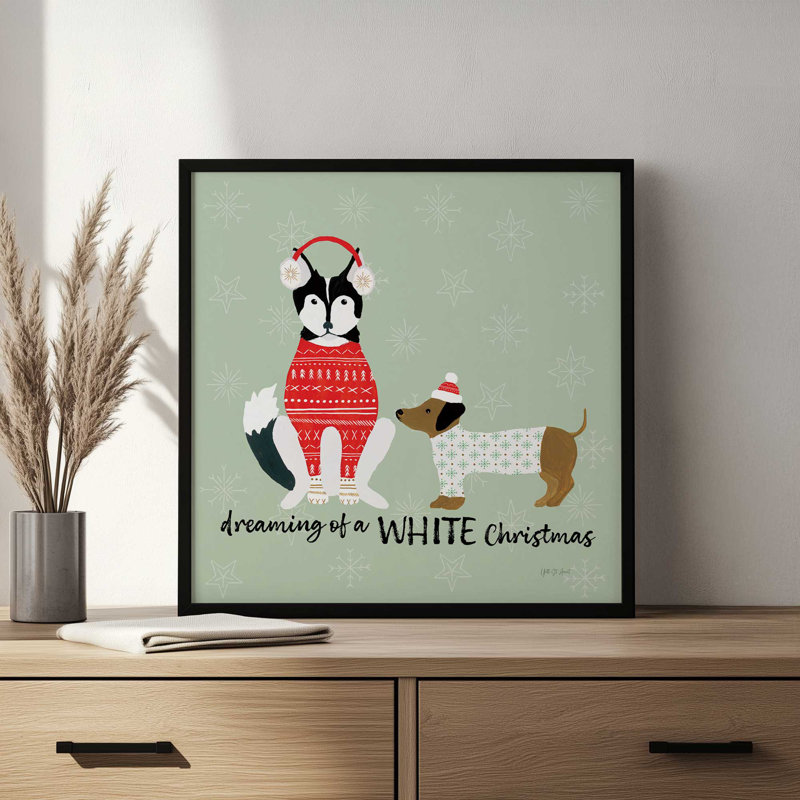 «Puppy It's Cold dehors V» par Yvette St. Amant, reproduction d'art, H 12 po x l 12 po, Noir