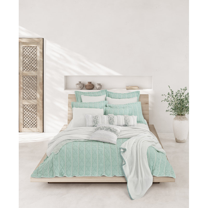 Pacifica Coverlet, Queen Coverlet, Aqua