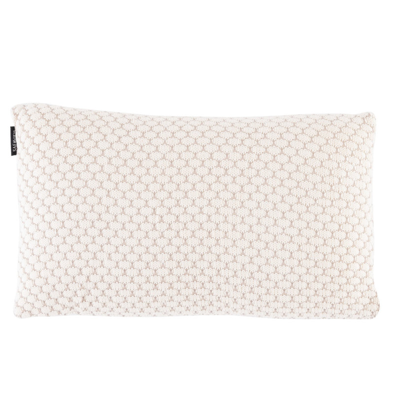 Natural and Stone Knit Geometric Cotton Throw Pillow