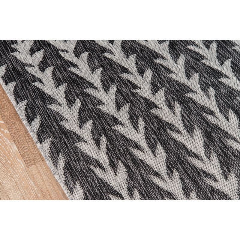 Tapis d'intérieur / extérieur rayé gris anthracite Amalfi, Rectangle 2 pi x 3 pi