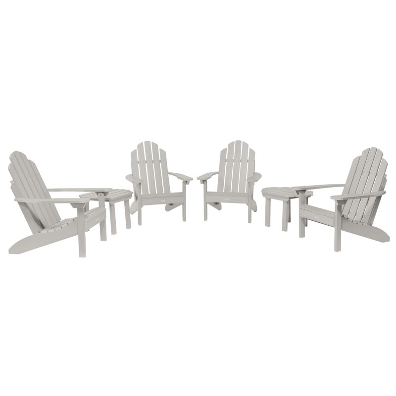 Anette Outdoor Adirondack Chair With Table, Harbor Gray