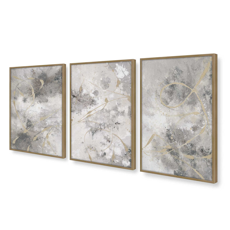 Gilded Whispers, ensemble de 2 reproductions sur cadre en papier mat d'archives, Or brossé