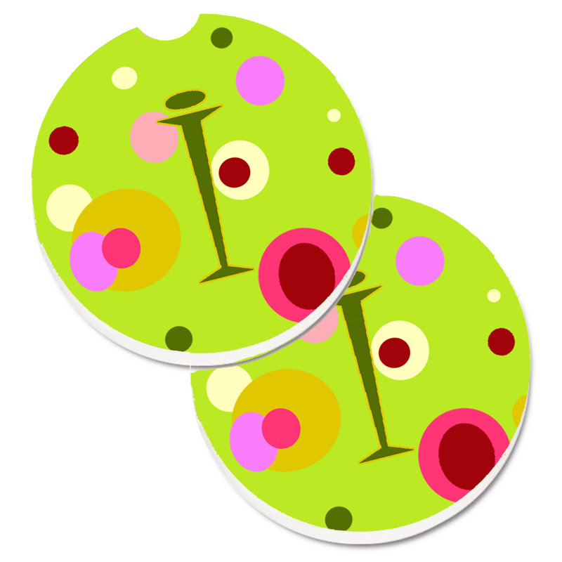 Sous-verre Initiale Monogram, I, Vert