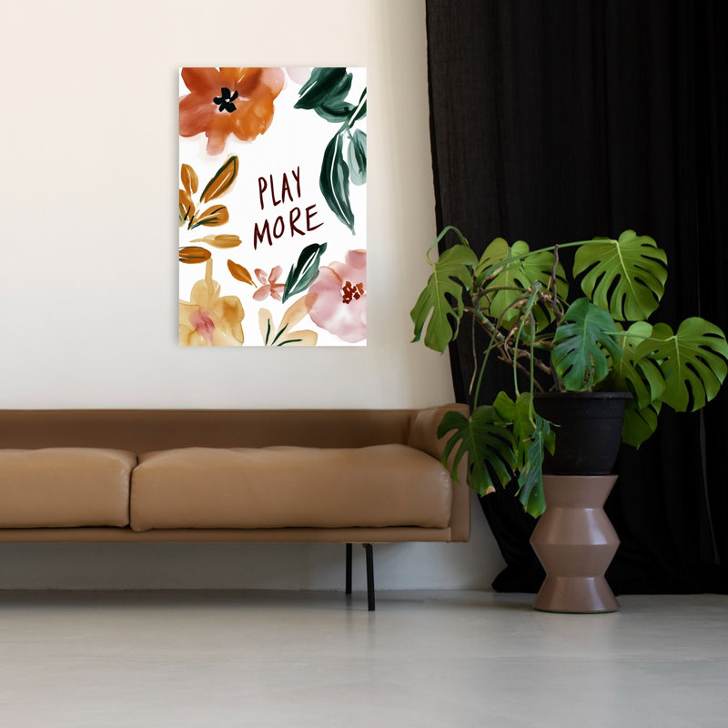 Bloom And Play Abstract Modern Organic Nature Flower Wall Art Print by Treechild - Wrapped Canvas Print