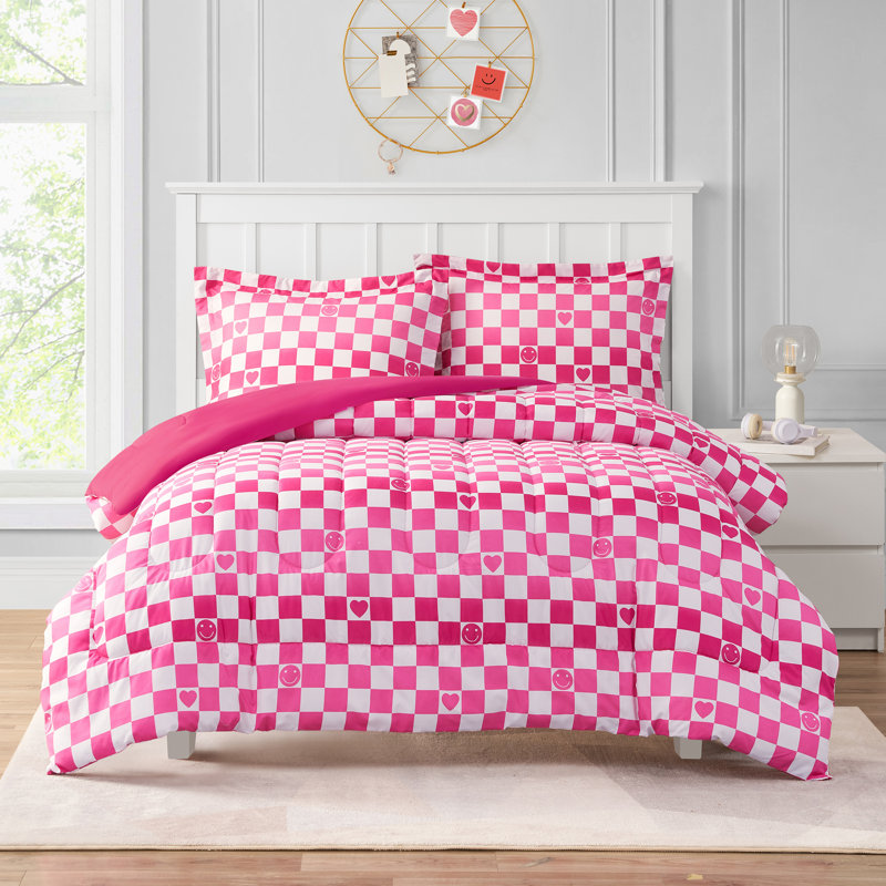 Ensemble d'édredon en microfibre rose pâle ALEX + BELLA, Édredon double + 2 taies décoratives standards