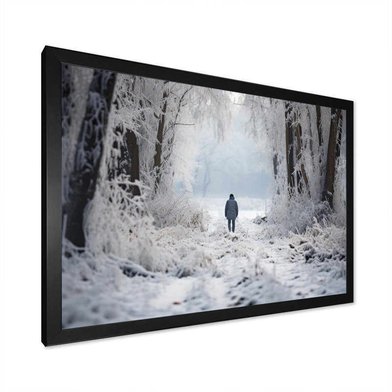 «Solitude Winter Landscape I», reproduction sur toile, Cadre simple noir, H 34 po x l 44 po x P 1,5 po