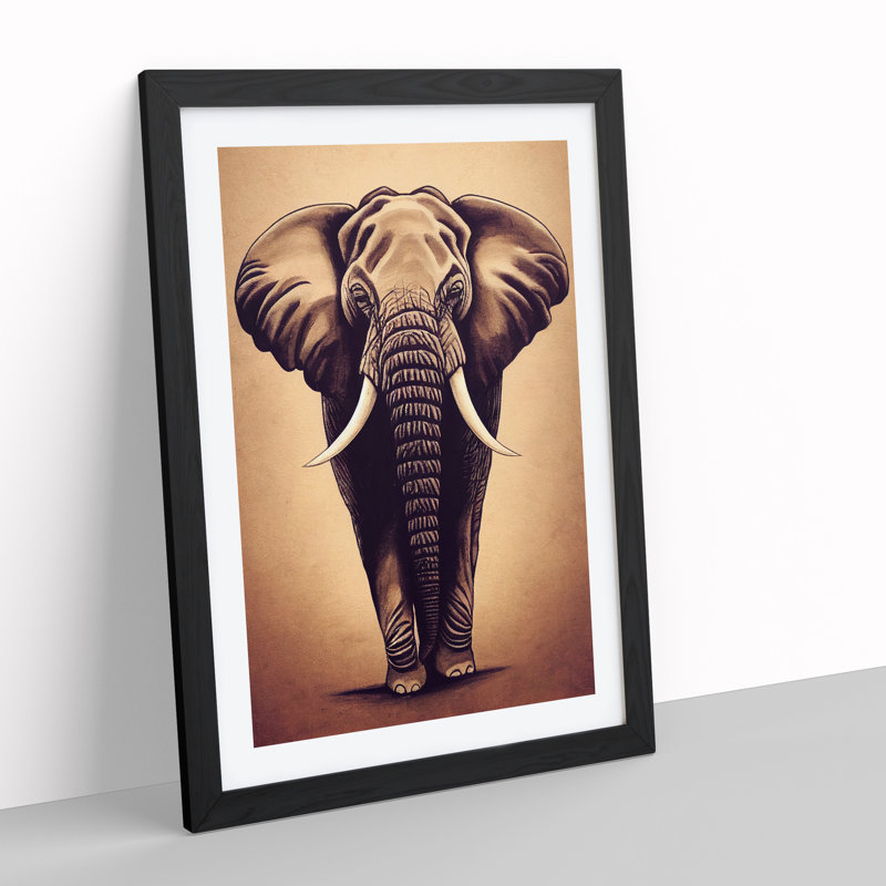 Magnificent Elephant - Framed Print, Black, 64cm H x 46cm W x 2cm D