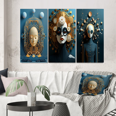 «Sci-Fi Beauty Portrait Of A Futuristic Woman», 3 pièces sur toile