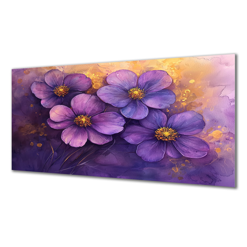 Zinnias, fleurs, lavande, champ de minuit II - impression de Zinnias sur métal, H 28 po x l 60 po