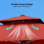 Parasol en porte-à-faux rectangulaire double en bois à double plateau de luxe 9 pi x 12 pi, rouge brique-47955069