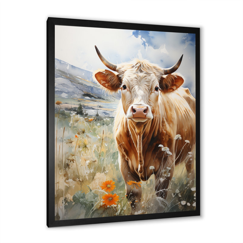 Ashalyn Cow Petals Field I - Imprimé, Cadre photo noir simple, H 20 po x l 12 po x P 1 po