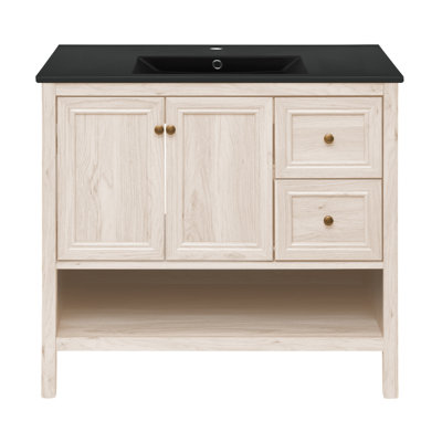 Chateau 36" Freestanding Bathroom Vanity in White Oak with Black Sink Top