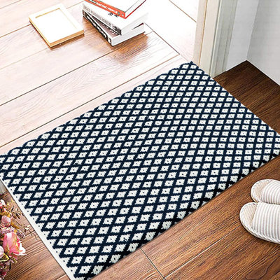 Hand Woven Cotton Anti-Fatigue, Anti-Skid Doormat/Bathroom/Kitchen Mat Runner With Foam Backing (Set Of2) 18" X 48" | 18''X30''