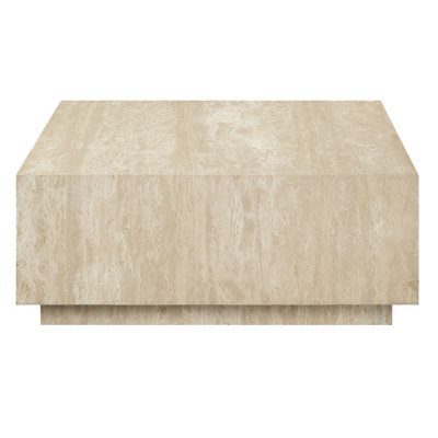 Console Timeless - Beige, 14 po de hauteur, table carrée en contreplaqué beige, 35 po de largeur, structure