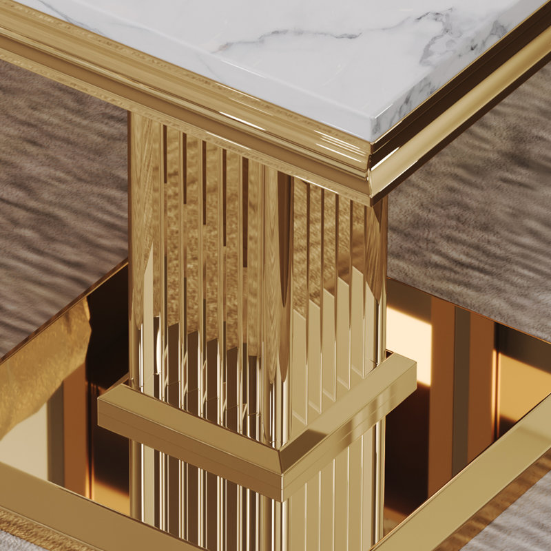 Jahkel End Table, Gold, White