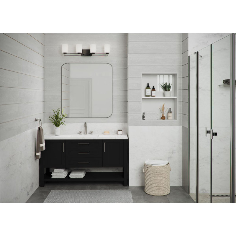 4 - Light Dimmable Vanity Light, Matte Black