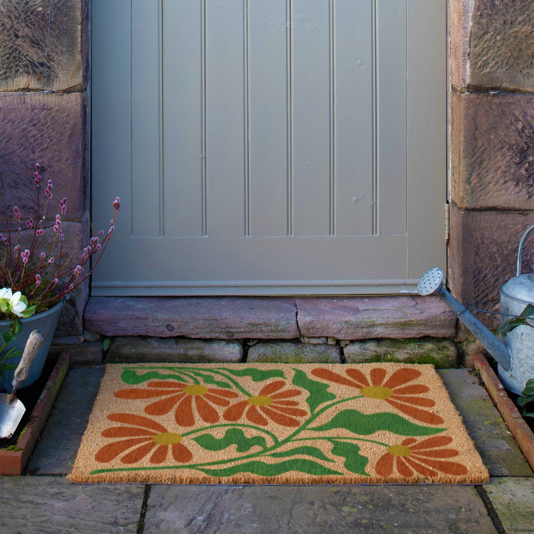 Quirky Floral Pattern Coir Doormat