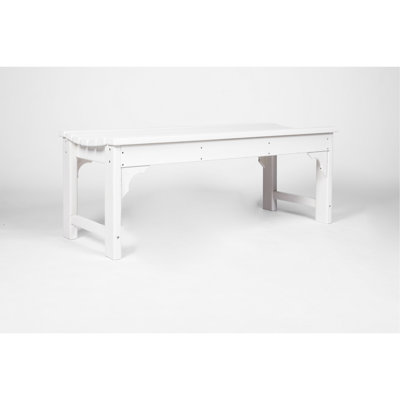 Banc blanc avec texture de bois pour l'extérieur - toutes saisons, protégé, capacité de 500 lb, matériaux, patio facile à installer et jardin sans dossier à texture de bois, blanc, matériau, zones d'assemblage