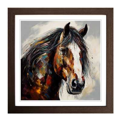 Shire Horse Expressionism No.2 - Single Picture Frame Print on Wood