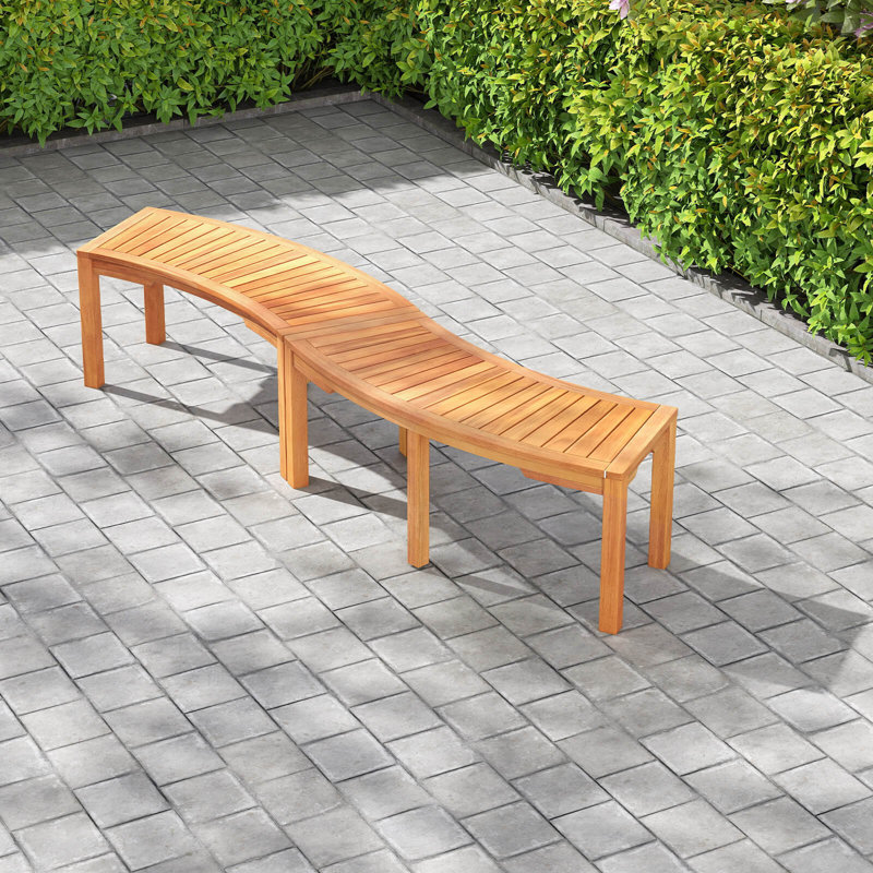 4 Pcs Outdoor Curved Bench With Slatted Seat Wrap Around Tree Bench 2-person Seating