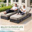 Chaise longue d'extérieur Laguna, fauteuil inclinable en rotin de luxe avec dossier à 6 positions et coussins épais de 5 pouces, ensemble de 2-381789329