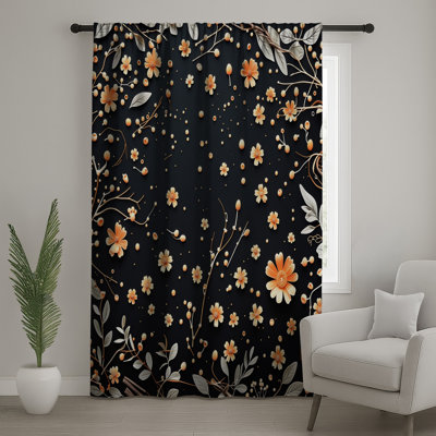Floral Window Curtains, Pattern Sheer & Blockout Curtains - 1 Panel