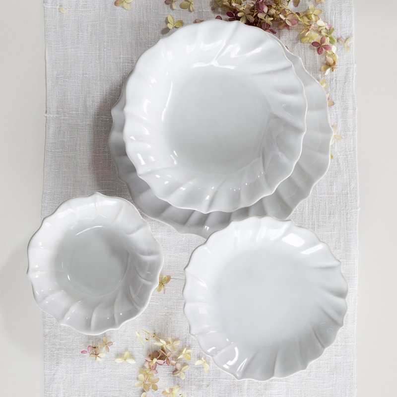 Incanto Stone Handmade Stoneware Dinnerware Set, Light White