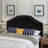Black Velvet Contemporary Queen Headboard With Artistic Button Patterns Upholstered In Deep Tufting-53245617