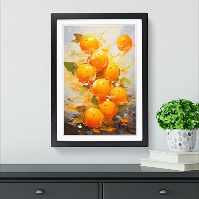Orange Fruit Impressionism - Single Picture Frame Print on Wood