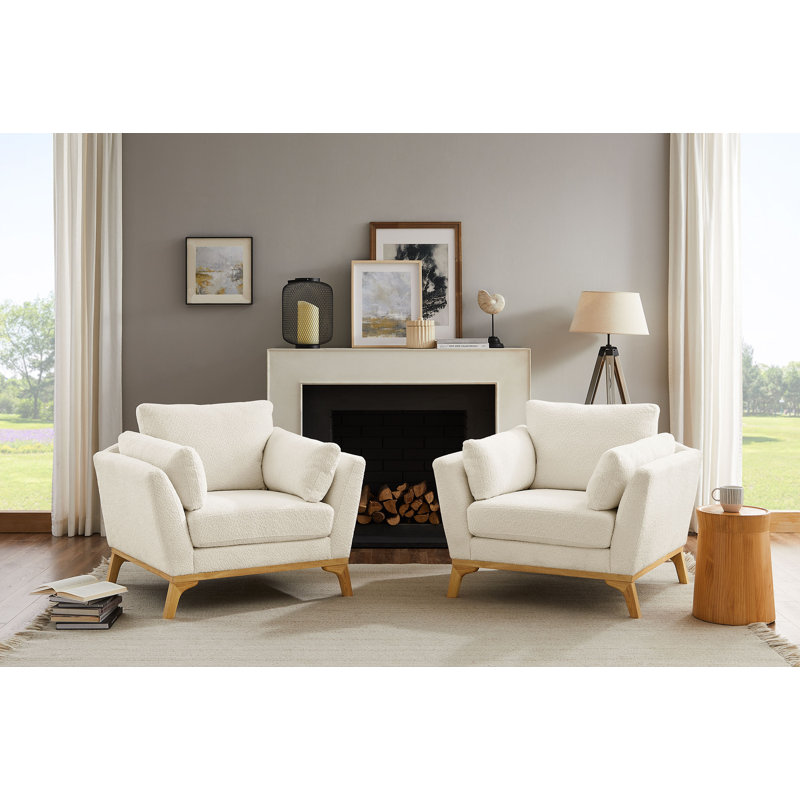 Ljubinko Upholstered Armchair, White Boucle