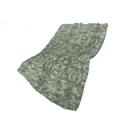 Jeté 50 "x 70" en polyester damassé tissé vert et gris