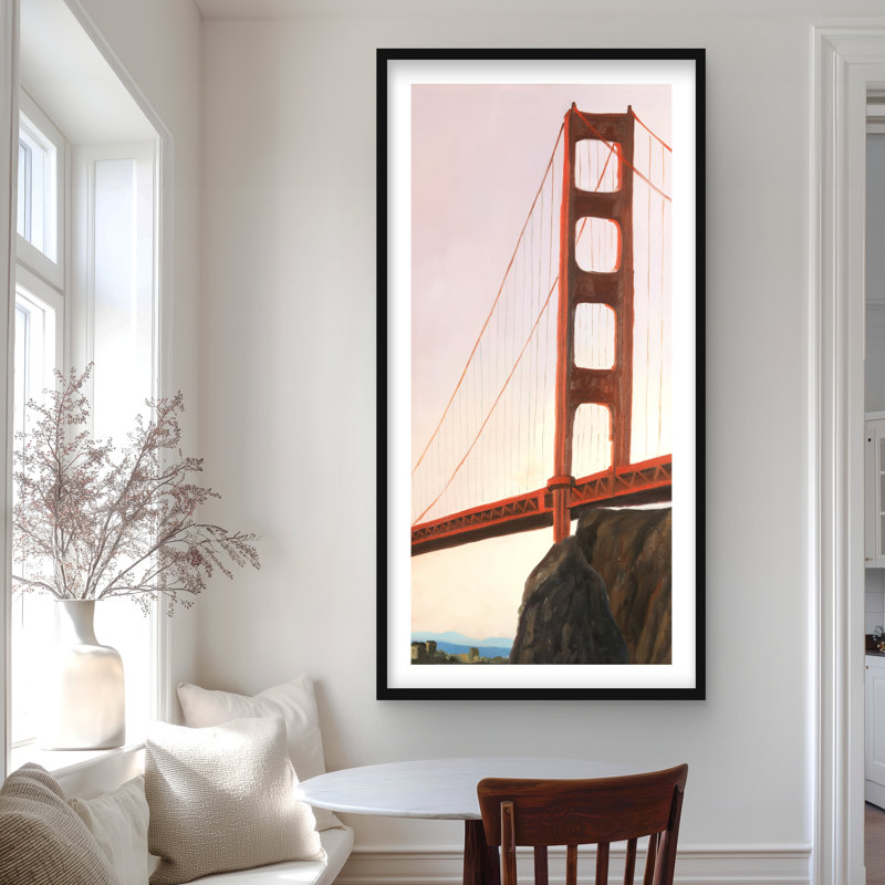 Coucher de soleil sur le pont Golden Gate - reproduction encadrée, H 48 po x l 24 po, Noir
