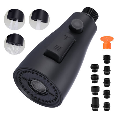 3-Function Kitchen Faucet Spray Head With 9 Adapters, Pull Out Kitchen Faucet Head Replacement