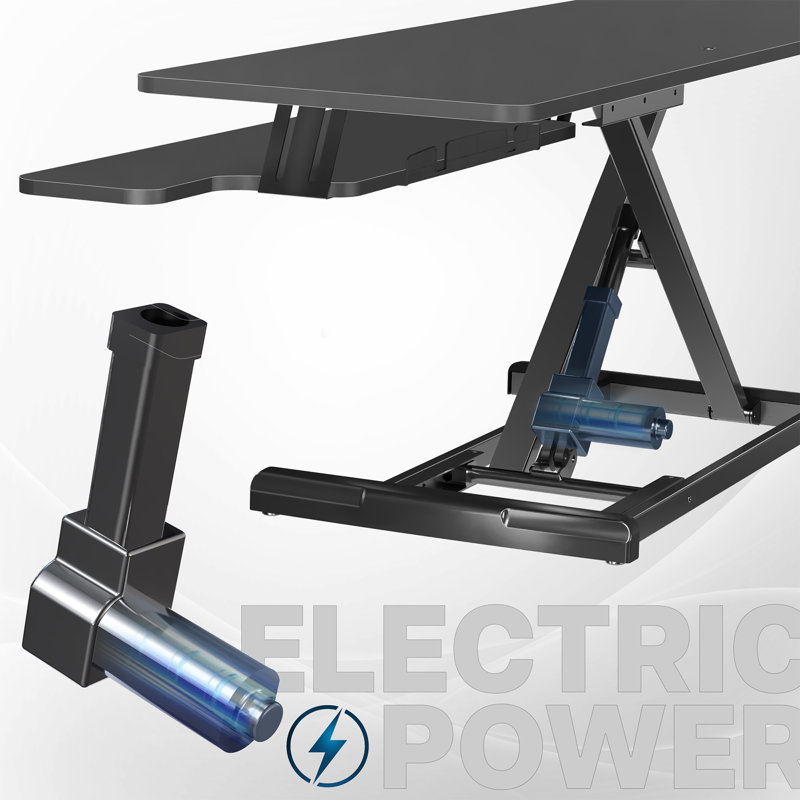 Black Electric 47" Adjustable Standing Desk Converter with Keyboard Tray