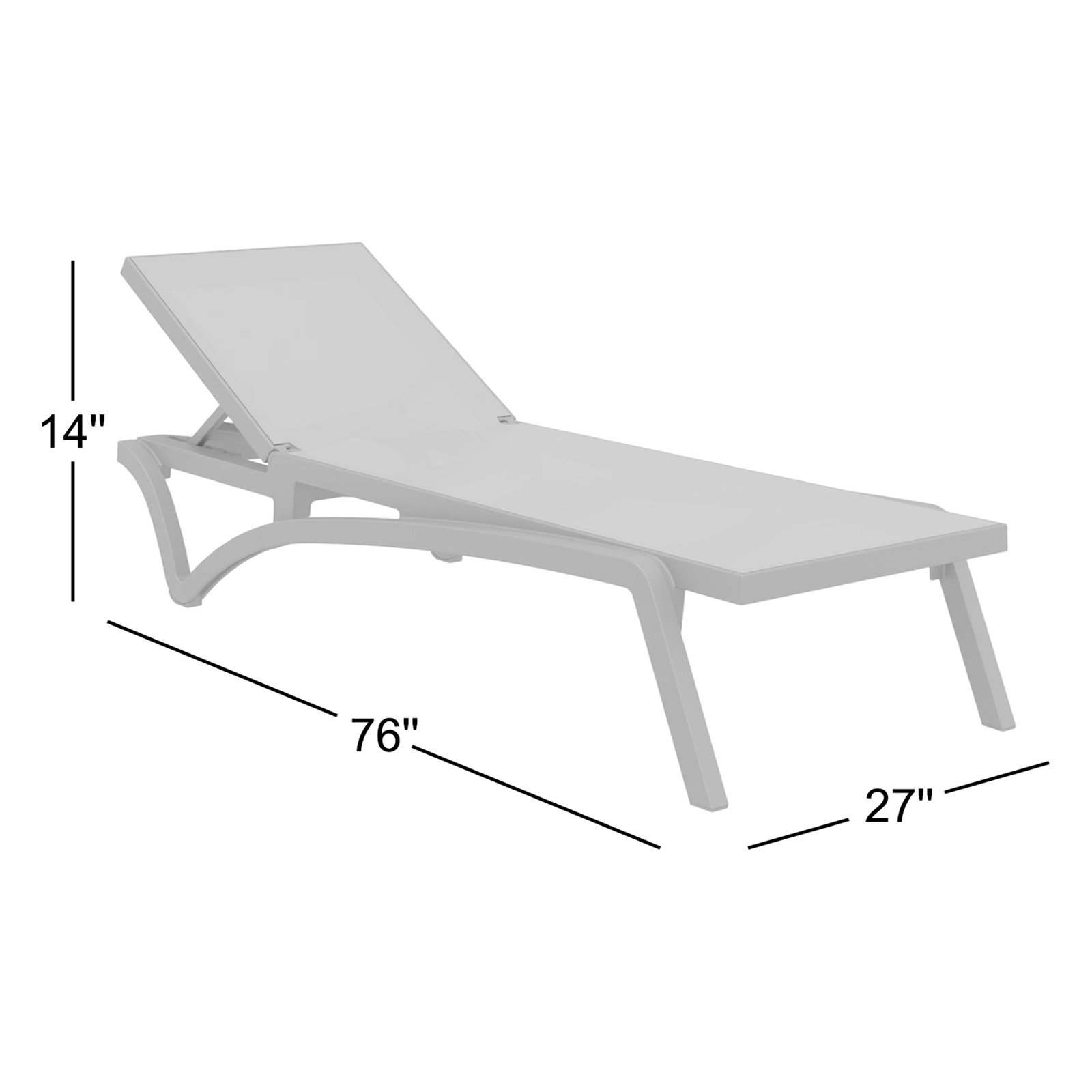 Estes 27" Patio Chaise Lounge, White/Turquoise