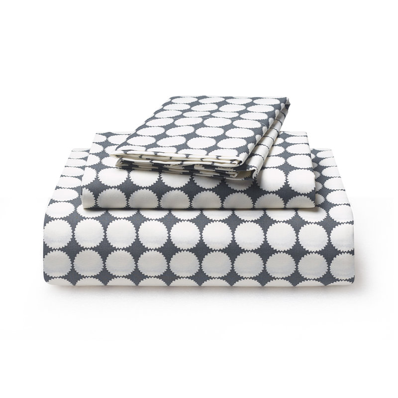 Sol Y Flor 100% Cotton Standard Geometric Sheet Set, Full Fitted Sheet + Full Flat Sheet + 2 Pillowcase