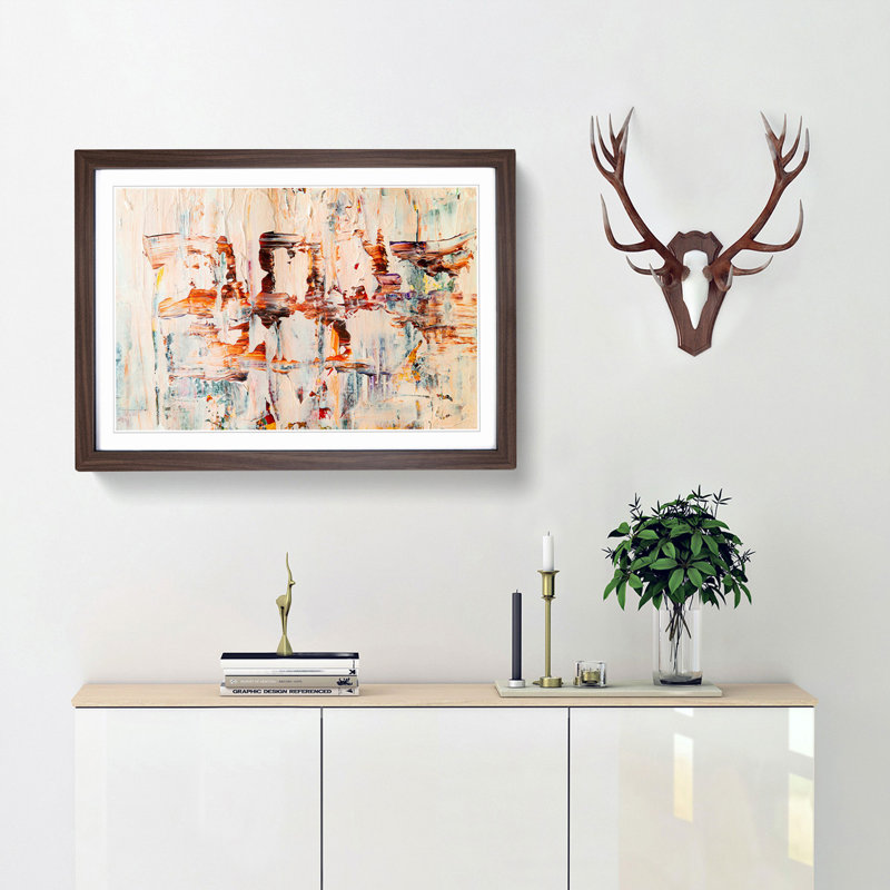Abstract Art Painting Vol.355 by S.Johnson - Framed Print, 62cm H x 87cm W x 2cm D, Walnut Framed