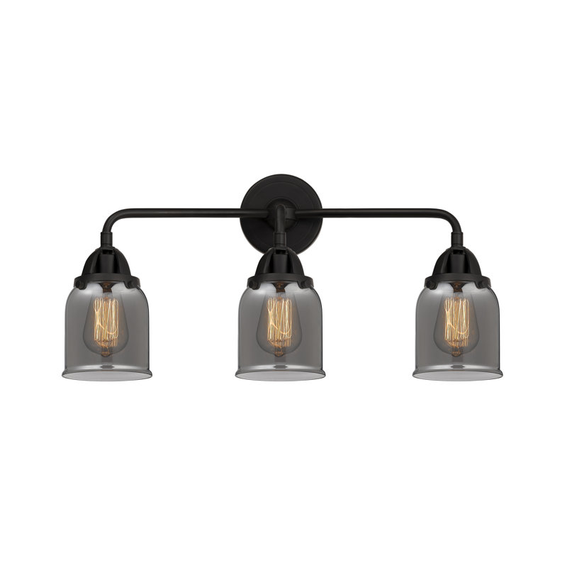 Éclairage pour meuble-lavabo à 2 lumières 5 po et 3 clochettes 23 po Shauna, Noir mat, Incandescente, Fumée plaquée