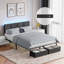 Upholstered Bed Frame with 2 Storage Drawers, Modern Full Platform Bed with Charging Station & LED Light, No Spring Box Needed-705308969