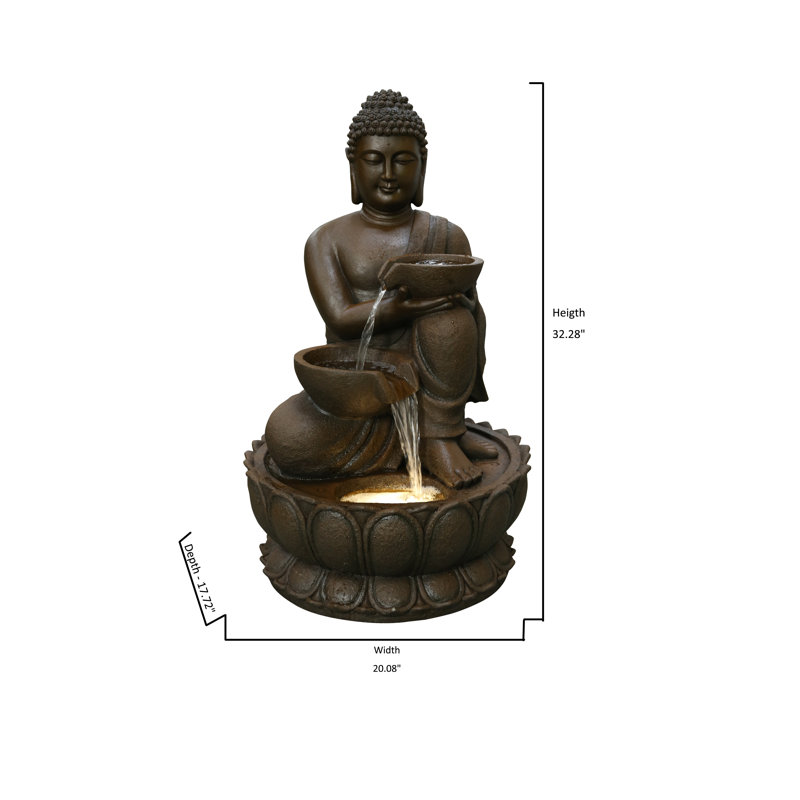 Large Buddha Fountain with Warm White LED