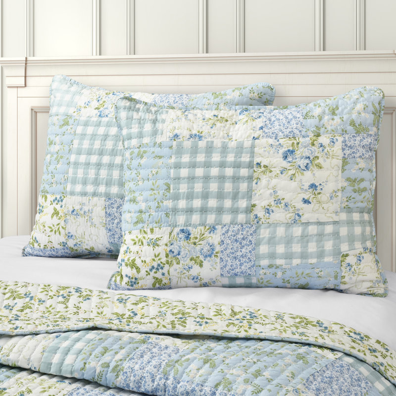Kara King Quilted Sham Blue